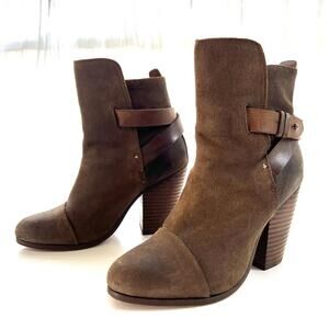 Rag & Bone Harrow Boots Brown Suede Leather Ankle Booties Women's Size 35 US 5